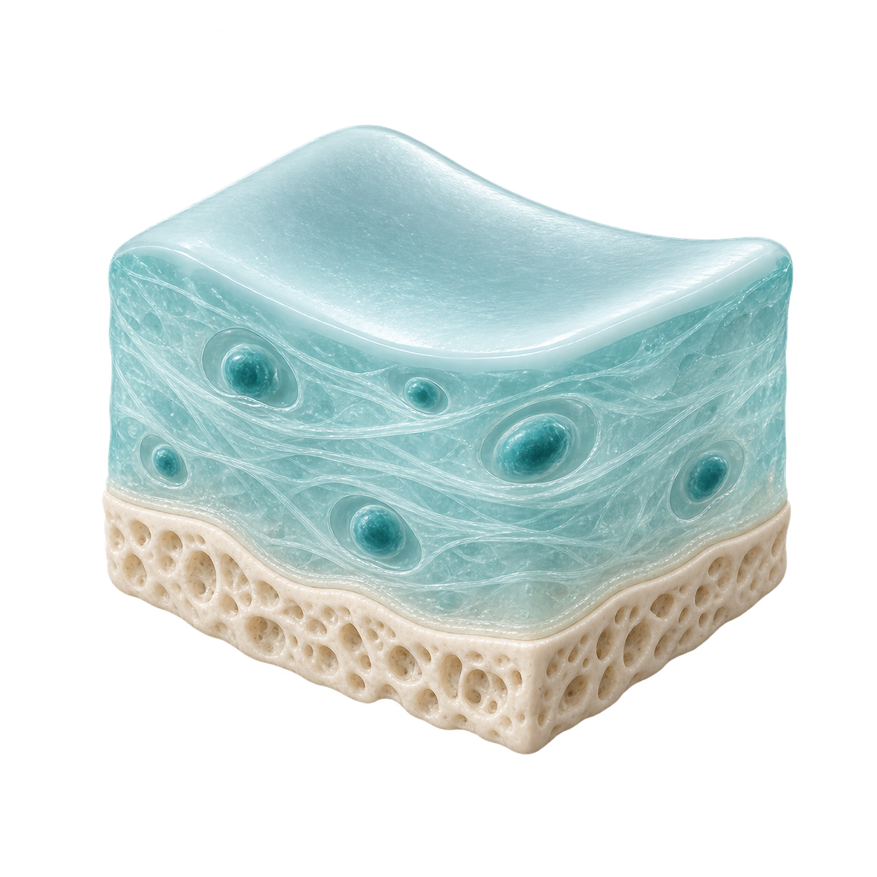 Illustrative 3D cartilage matrix with dispersed chondrocytes